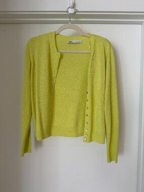 Lime Green Zara Lightweight Cardigan Sweater